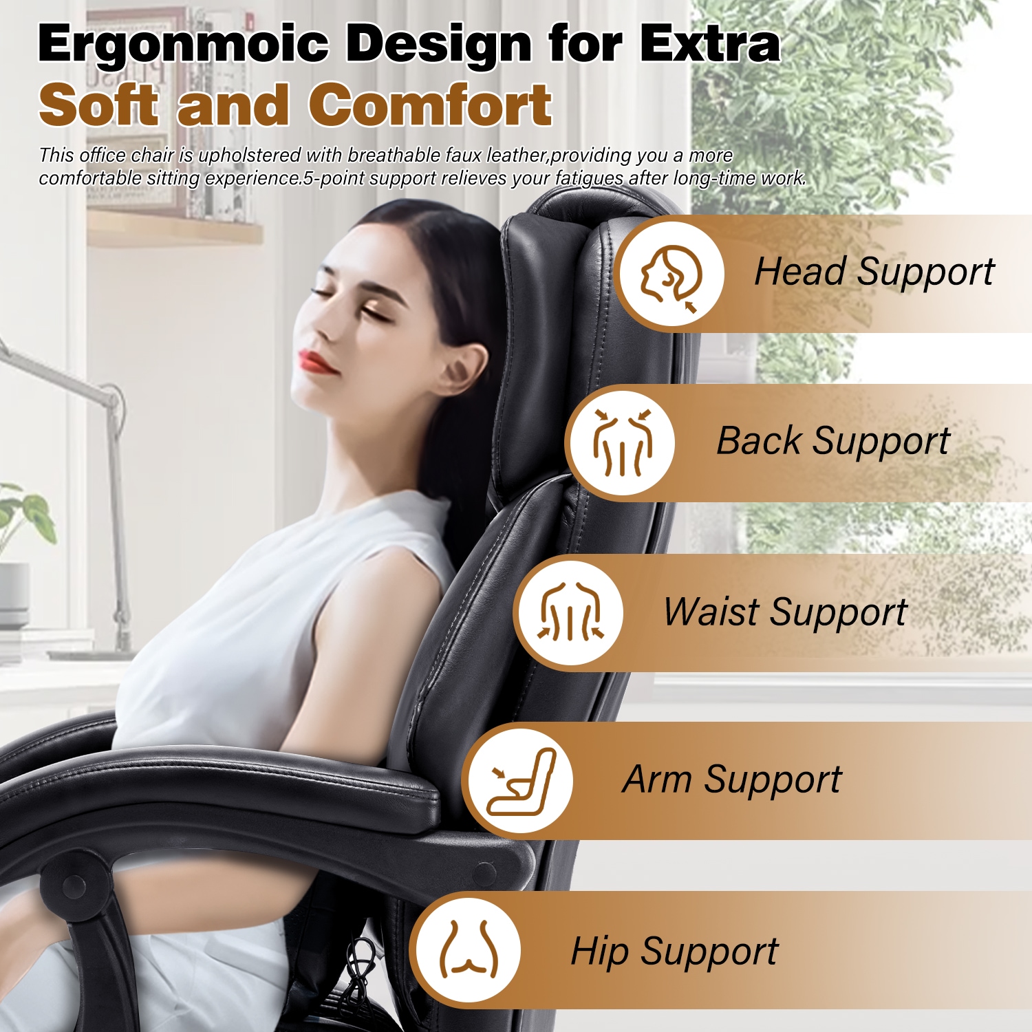 High Back Massage Reclining Office Chair With Footrest - Executive Computer Home Desk Massaging Lumbar Cushion, Adjustable Angle, Breathable Thick Padding For Comfort_maomaolike.com
